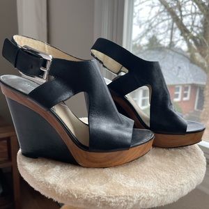 Black Michael Kors Platform Wedge Sandals